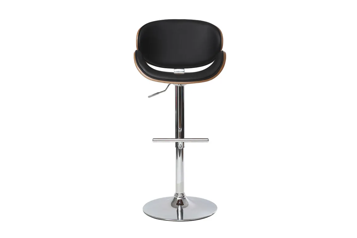 Outlet Miliboo Taburete de bar de diseño negro y madera WALNUT
