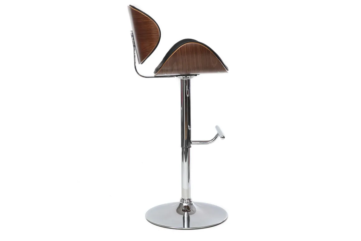 Outlet Miliboo Taburete de bar de diseño negro y madera WALNUT