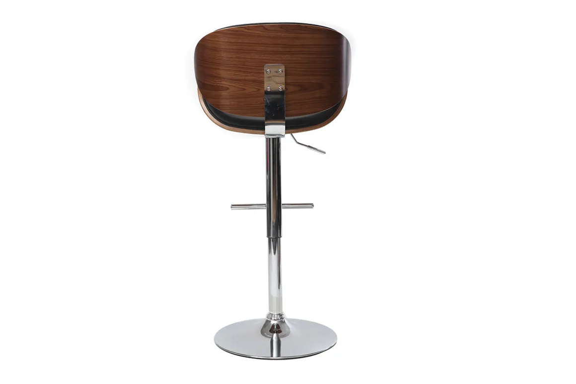Outlet Miliboo Taburete de bar de diseño negro y madera WALNUT
