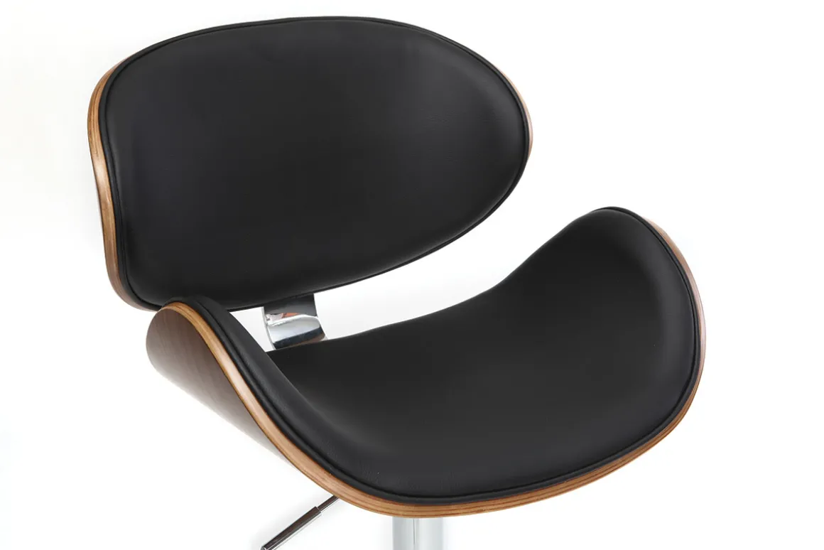 Outlet Miliboo Taburete de bar de diseño negro y madera WALNUT