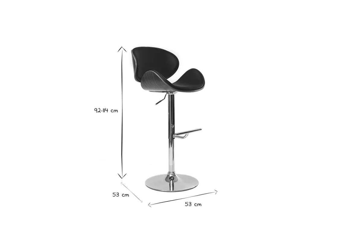 Outlet Miliboo Taburete de bar de diseño negro y madera WALNUT