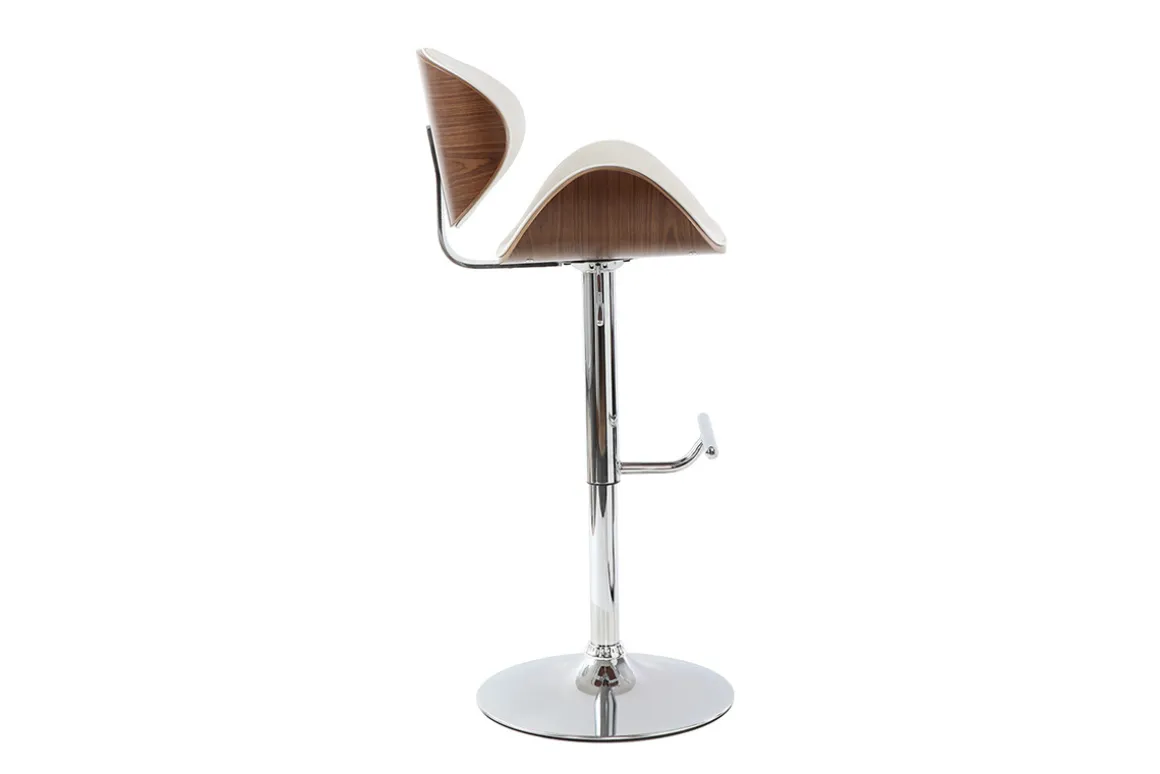 Store Miliboo Taburete de bar de diseño blanco y madera WALNUT