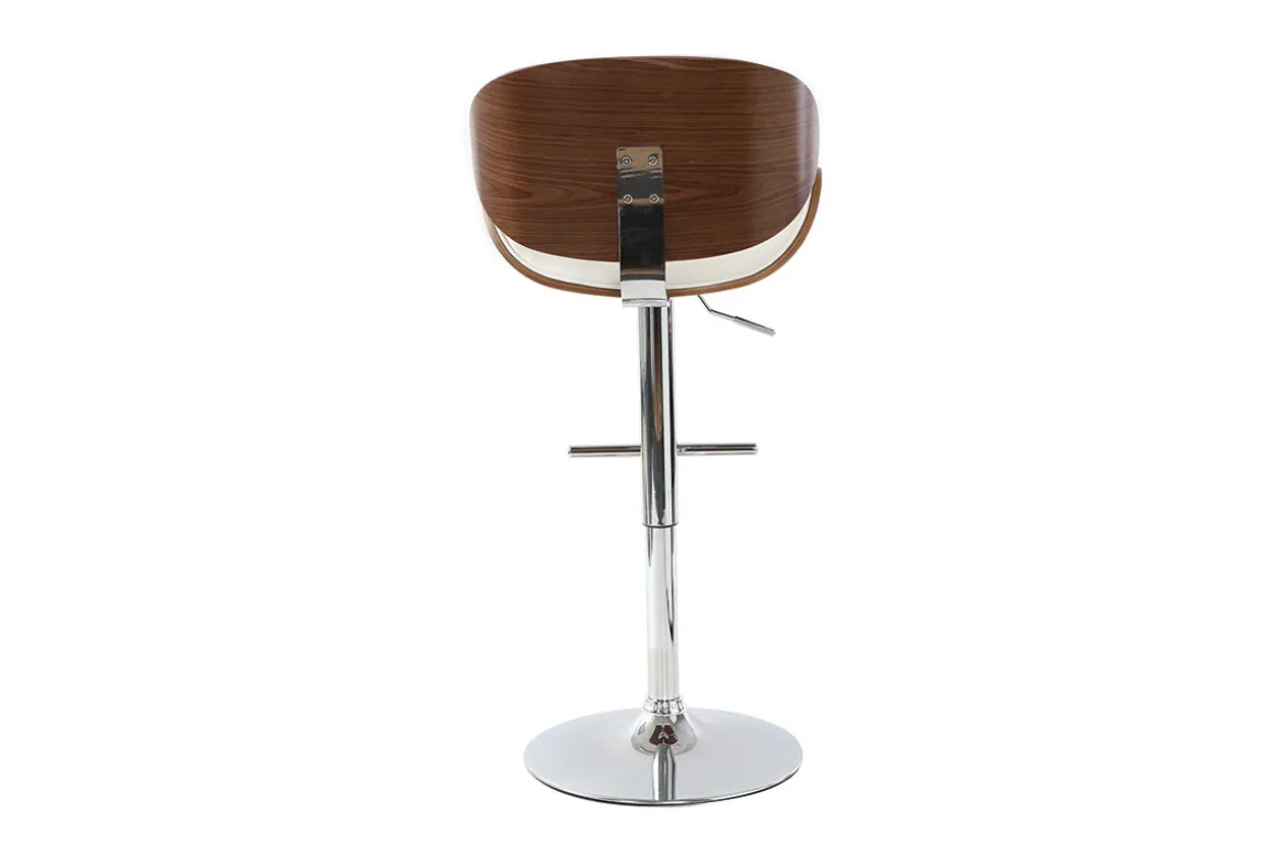 Store Miliboo Taburete de bar de diseño blanco y madera WALNUT