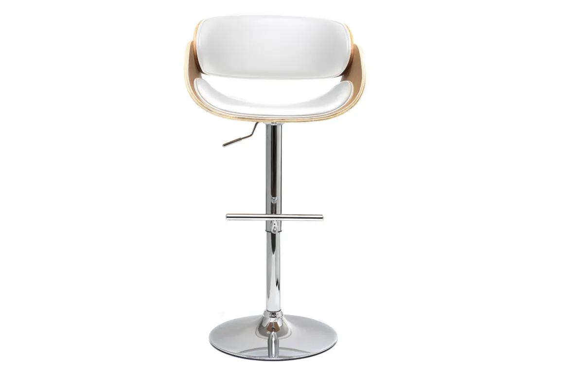 Discount Miliboo Taburete de bar diseño blanco y madera clara BENT