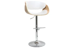 Discount Miliboo Taburete de bar diseño blanco y madera clara BENT