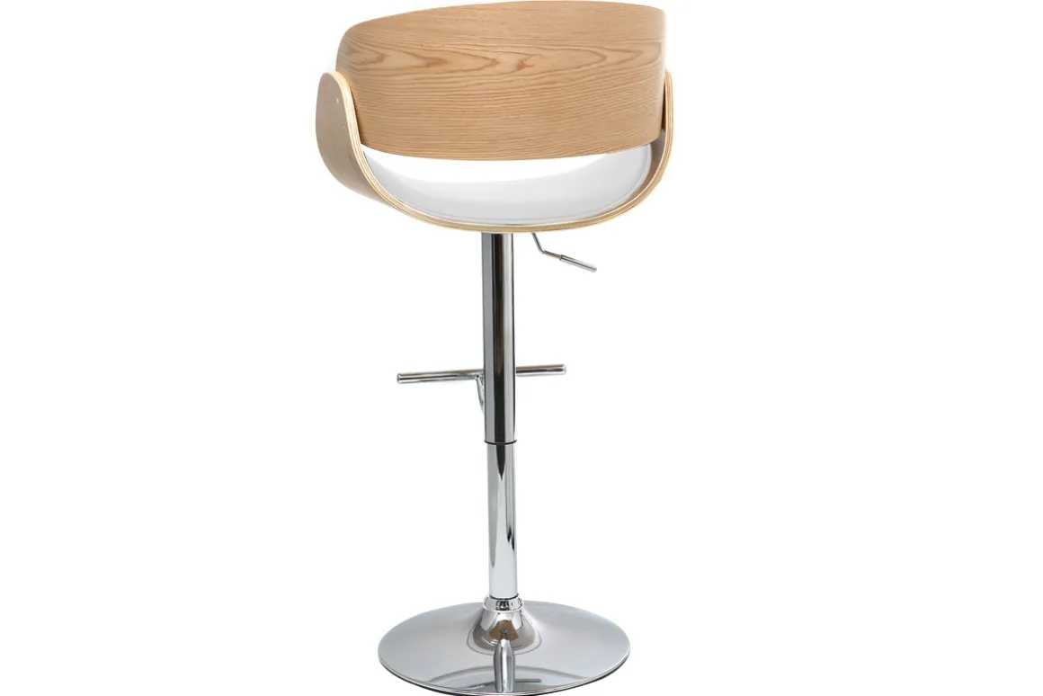 Discount Miliboo Taburete de bar diseño blanco y madera clara BENT