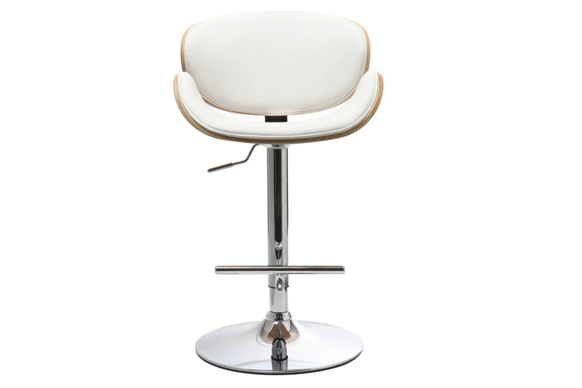 Clearance Miliboo Taburete de bar diseño blanco y madera clara WALNUT