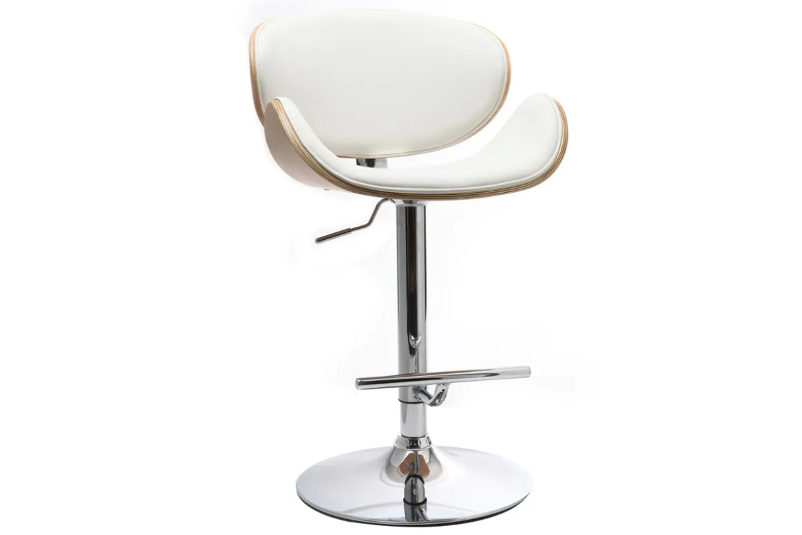 Clearance Miliboo Taburete de bar diseño blanco y madera clara WALNUT