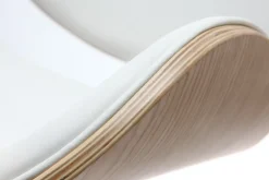 Clearance Miliboo Taburete de bar diseño blanco y madera clara WALNUT