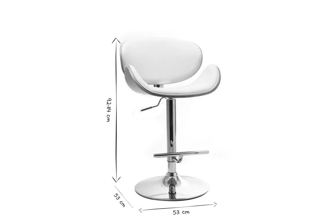Clearance Miliboo Taburete de bar diseño blanco y madera clara WALNUT
