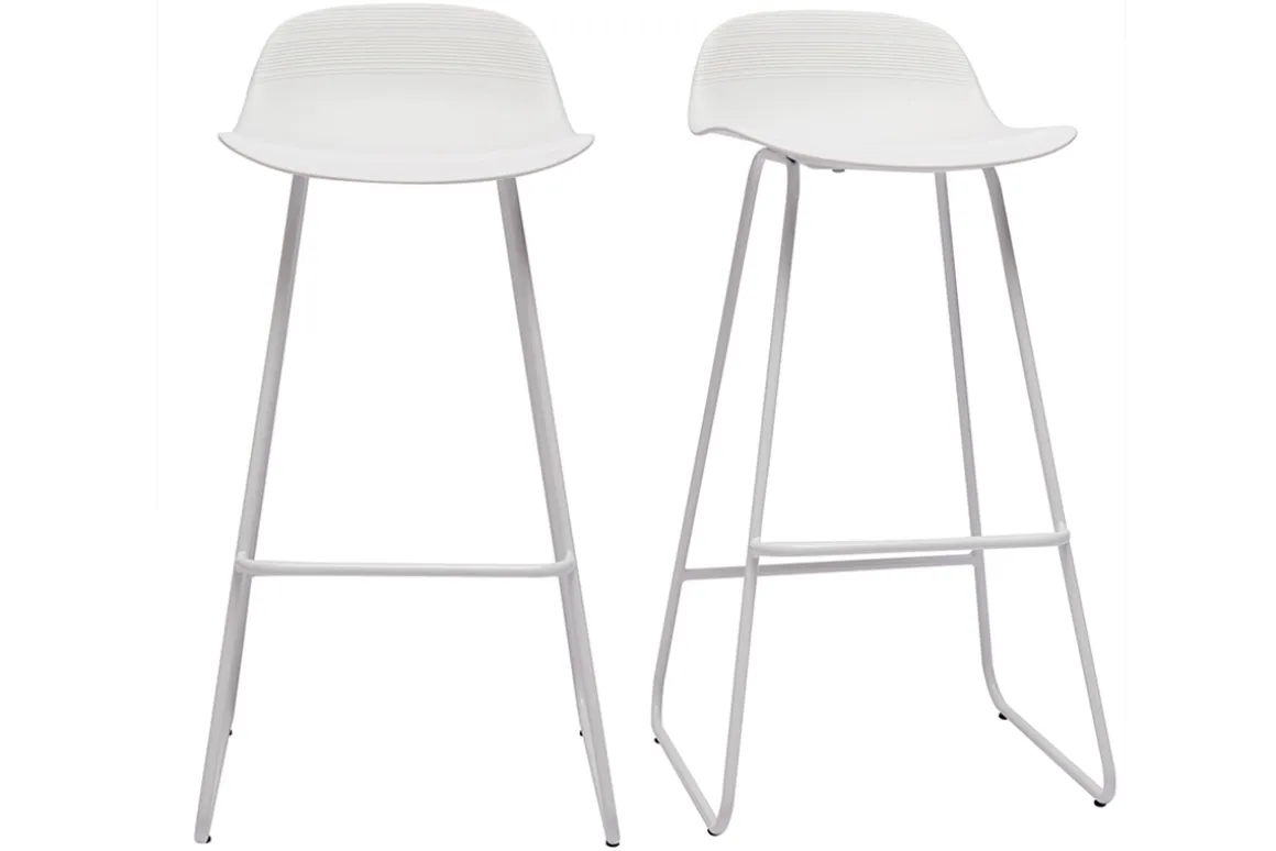 Fashion Miliboo Taburete de bar diseño blanco lote de 2 ELLA
