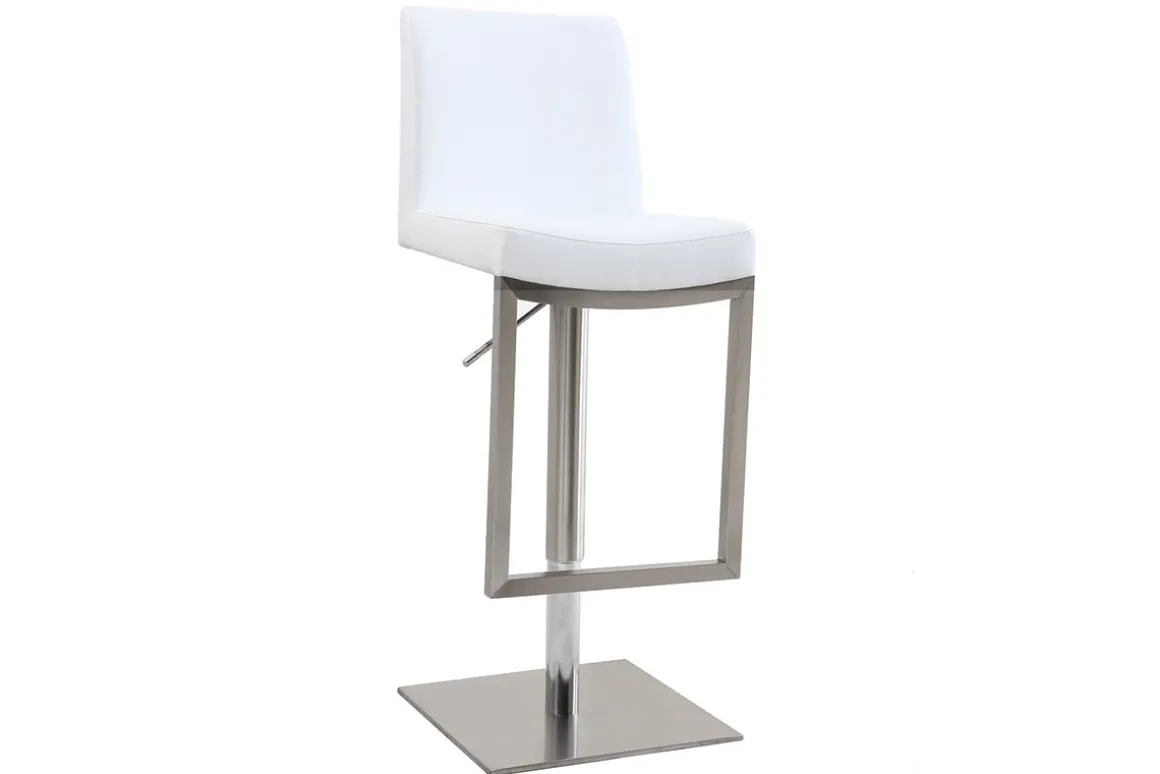 Store Miliboo Taburete de bar diseño contemporáneo - metal y PU blanco - KYLE