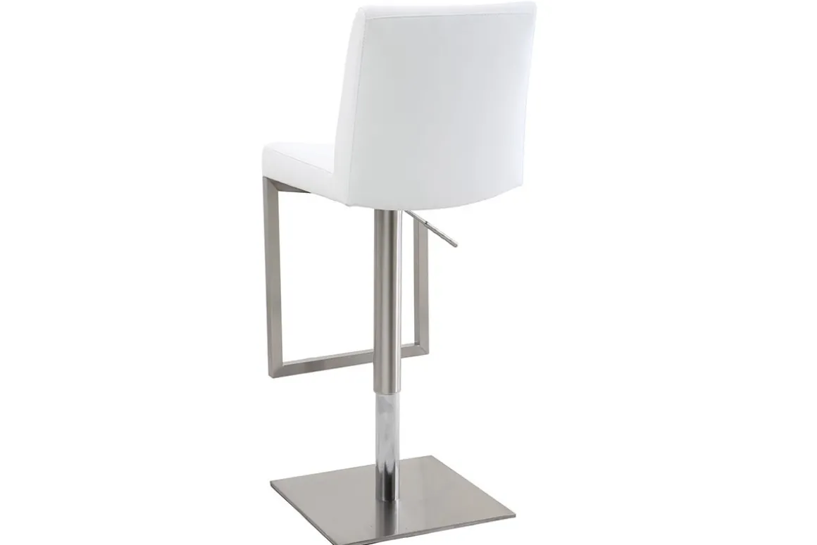 Store Miliboo Taburete de bar diseño contemporáneo - metal y PU blanco - KYLE