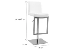 Store Miliboo Taburete de bar diseño contemporáneo - metal y PU blanco - KYLE