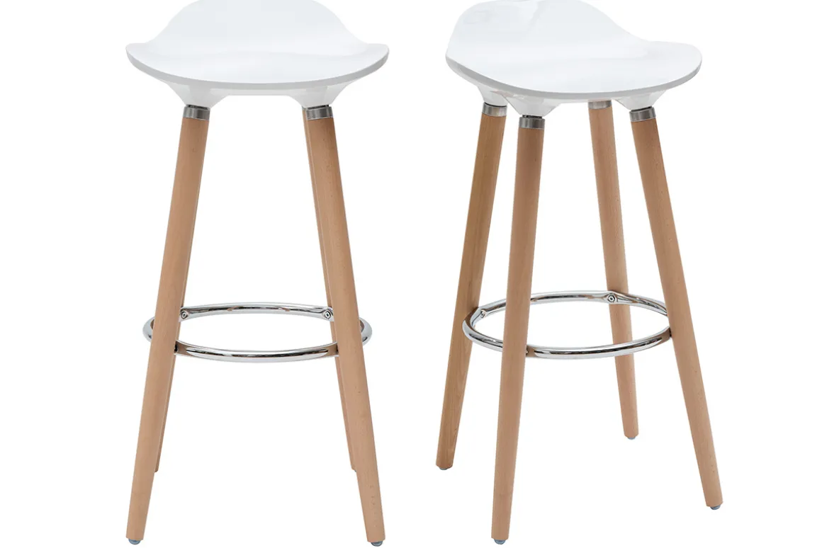 Cheap Miliboo Taburete de bar diseño escandinavo blanco lote de 2 GILDA