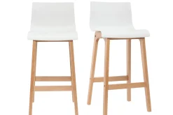 Hot Miliboo Taburete de bar diseño madera y blanco 75cm lote de 2 NEW SURF