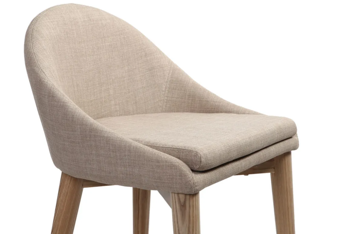 Fashion Miliboo Taburete de bar diseño madera y polyester beige DALIA