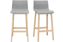 Cheap Miliboo Taburete de bar diseño madera y gris claro 65cm lote de 2 NEW SURF