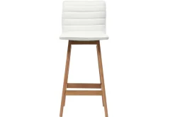 Shop Miliboo Taburete de bar diseño madera y polipiel blanco 65cm lote de 2 EMMA
