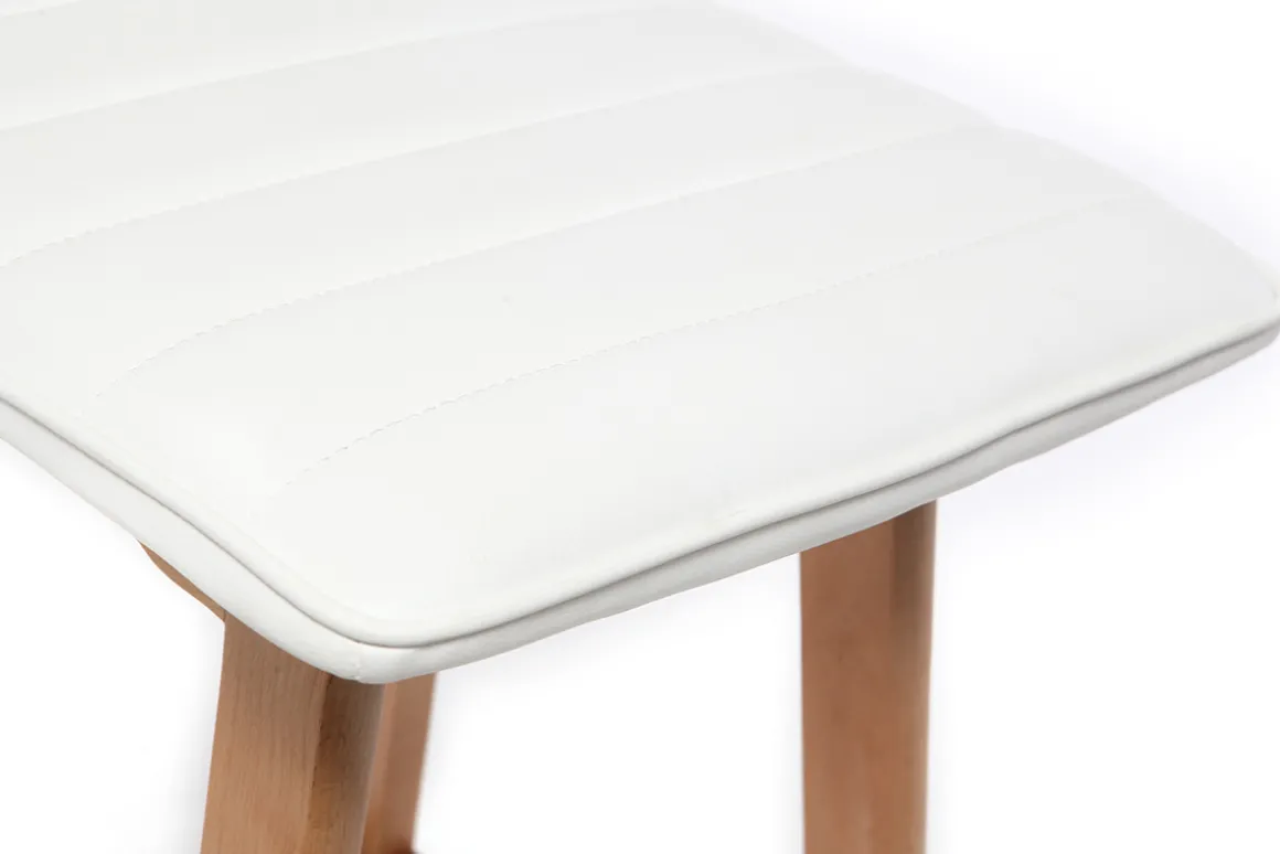 Shop Miliboo Taburete de bar diseño madera y polipiel blanco 65cm lote de 2 EMMA