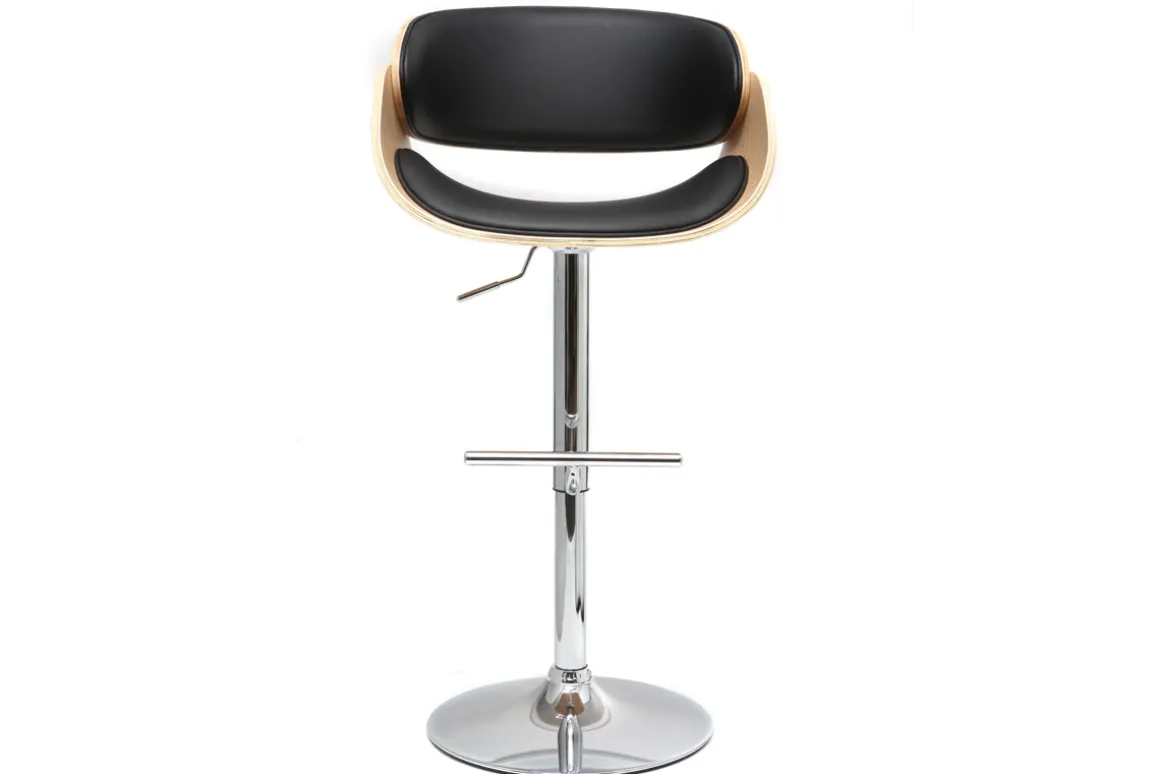 Best Miliboo Taburete de bar diseño negro y madera clara BENT