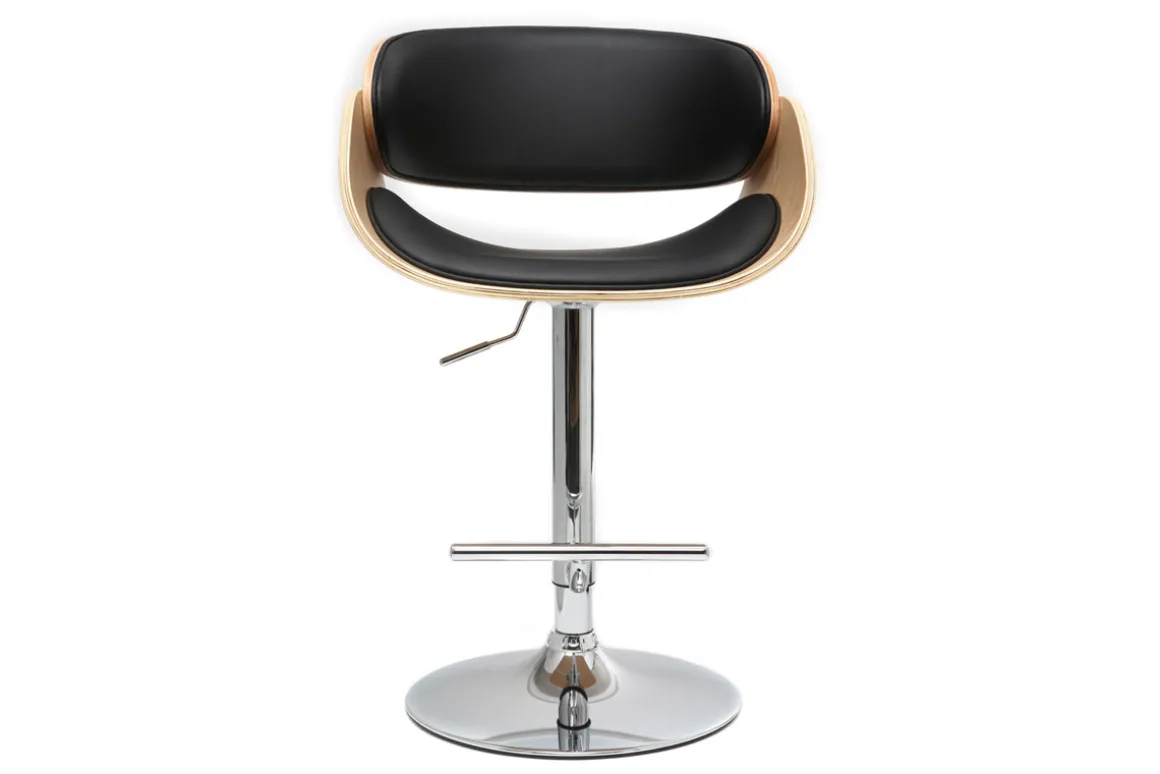 Best Miliboo Taburete de bar diseño negro y madera clara BENT
