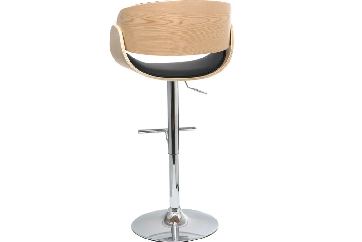 Best Miliboo Taburete de bar diseño negro y madera clara BENT