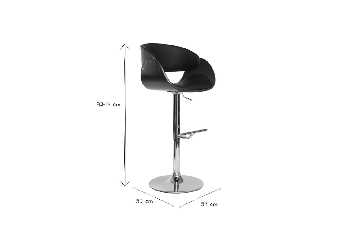 Shop Miliboo Taburete de bar diseño negro y madera BENT