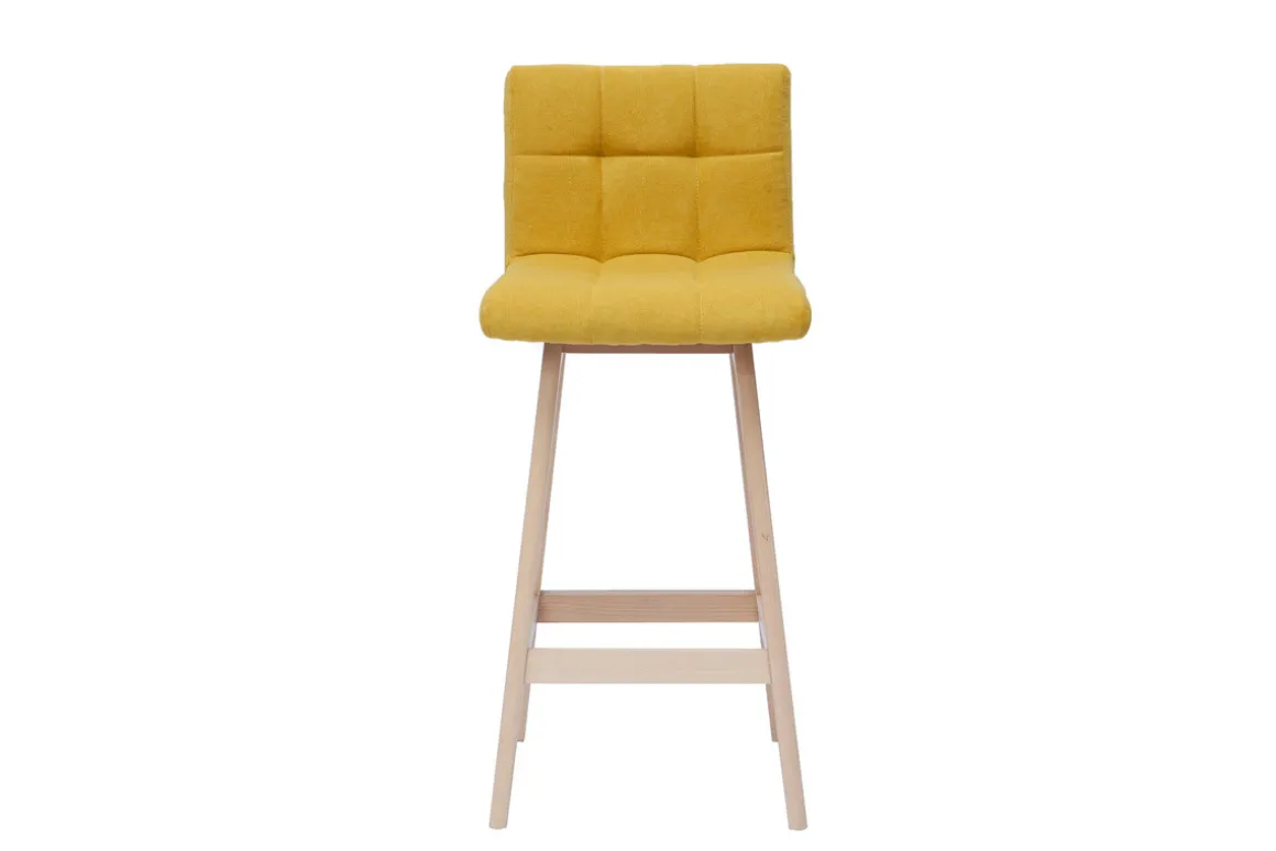 Shop Miliboo Taburete de bar efecto aterciopelado amarillo a 65cm lote de 2 KLARIS