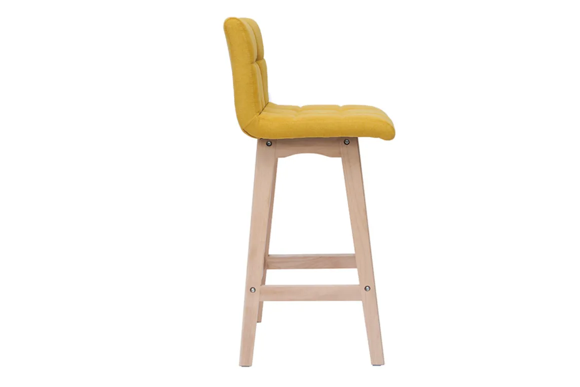 Shop Miliboo Taburete de bar efecto aterciopelado amarillo a 65cm lote de 2 KLARIS