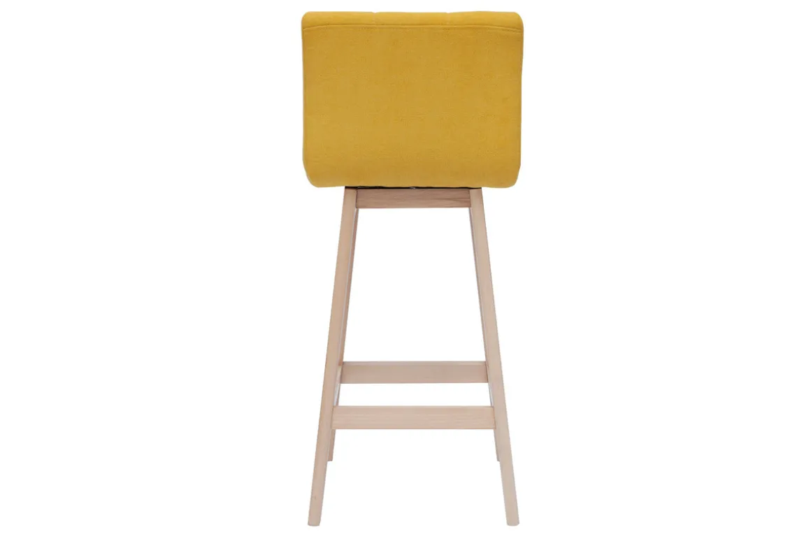 Shop Miliboo Taburete de bar efecto aterciopelado amarillo a 65cm lote de 2 KLARIS