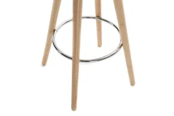 Clearance Miliboo Taburete de bar escandinavo 65cm PU blanco patas madera clara NORDECO