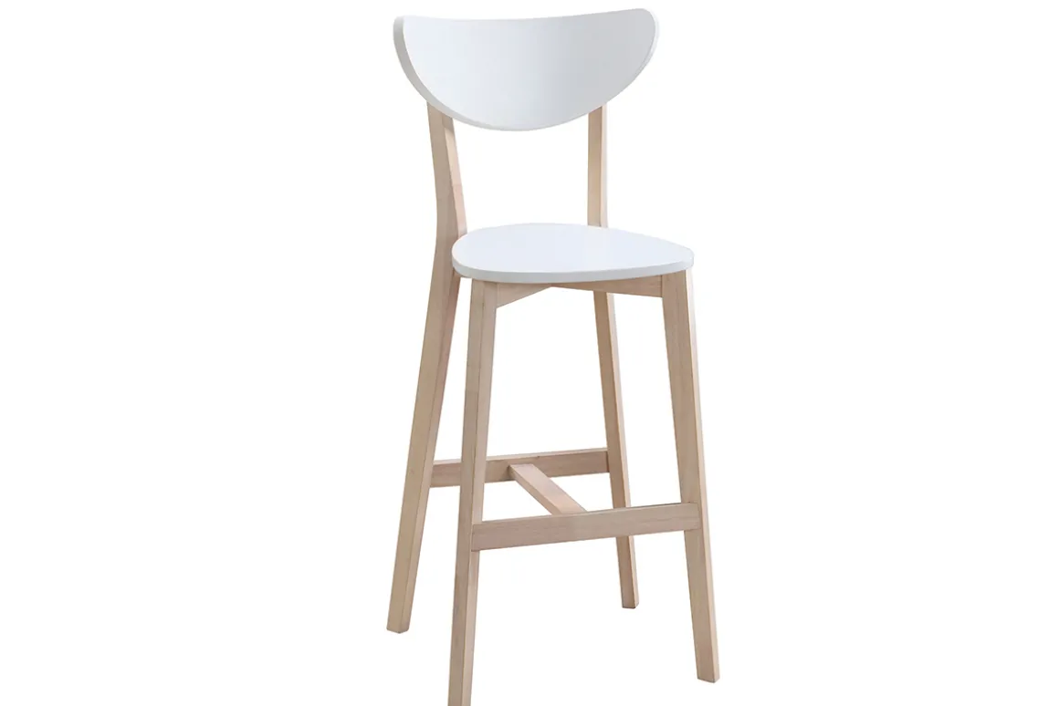 Best Sale Miliboo Taburete de bar escandinavo blanco y madera 75cm lote de 2 LEENA