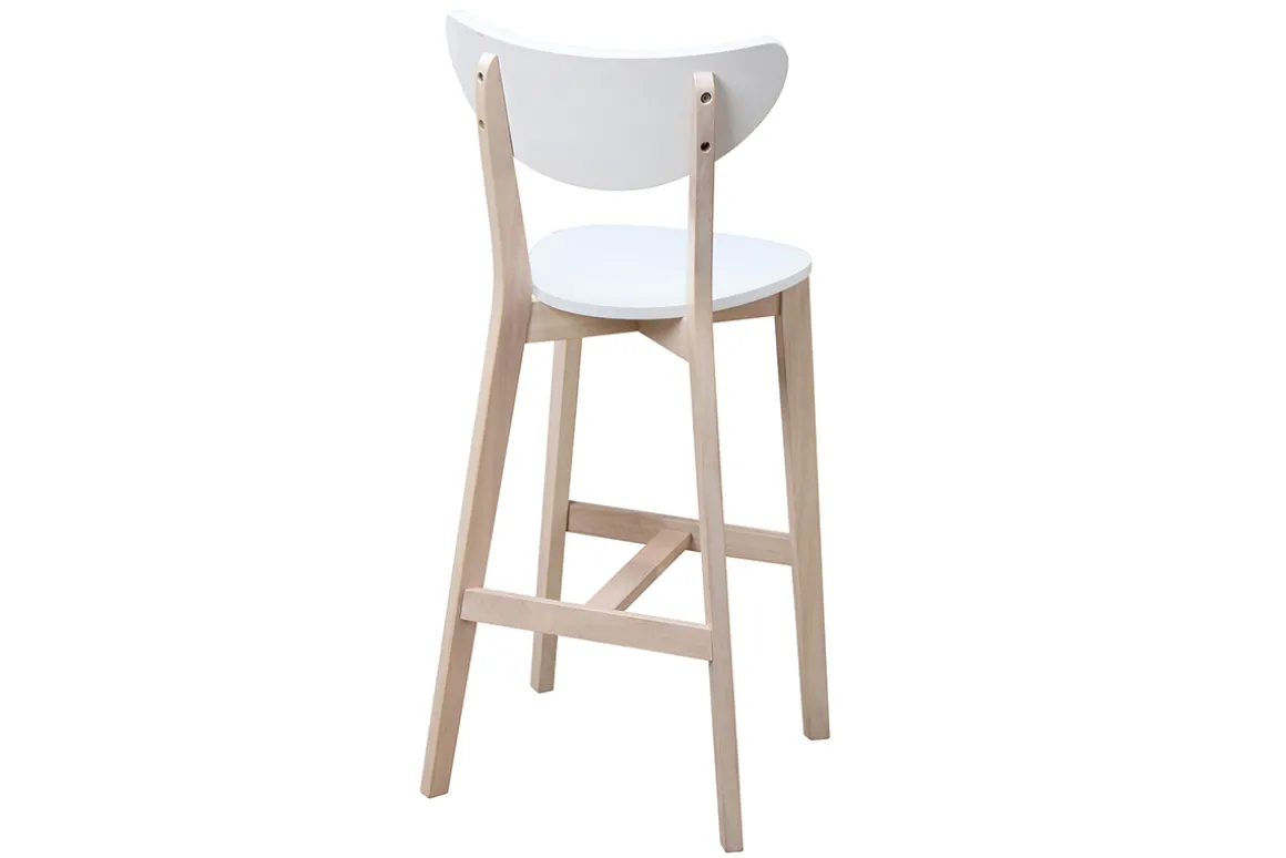 Best Sale Miliboo Taburete de bar escandinavo blanco y madera 75cm lote de 2 LEENA