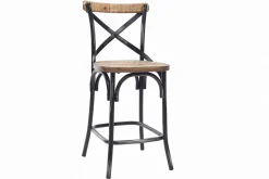Sale Miliboo Taburete de bar industrial en madera y metal envejecido negro 65 cm JAKE