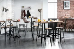 Sale Miliboo Taburete de bar industrial en madera y metal envejecido negro 65 cm JAKE