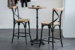 Sale Miliboo Taburete de bar industrial en madera y metal envejecido negro 65 cm JAKE