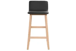 Fashion Miliboo Taburete de bar madera clara y PU negro 65cm lote de 2 OSAKA