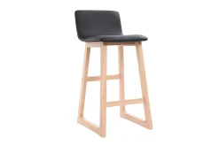 Fashion Miliboo Taburete de bar madera clara y PU negro 65cm lote de 2 OSAKA