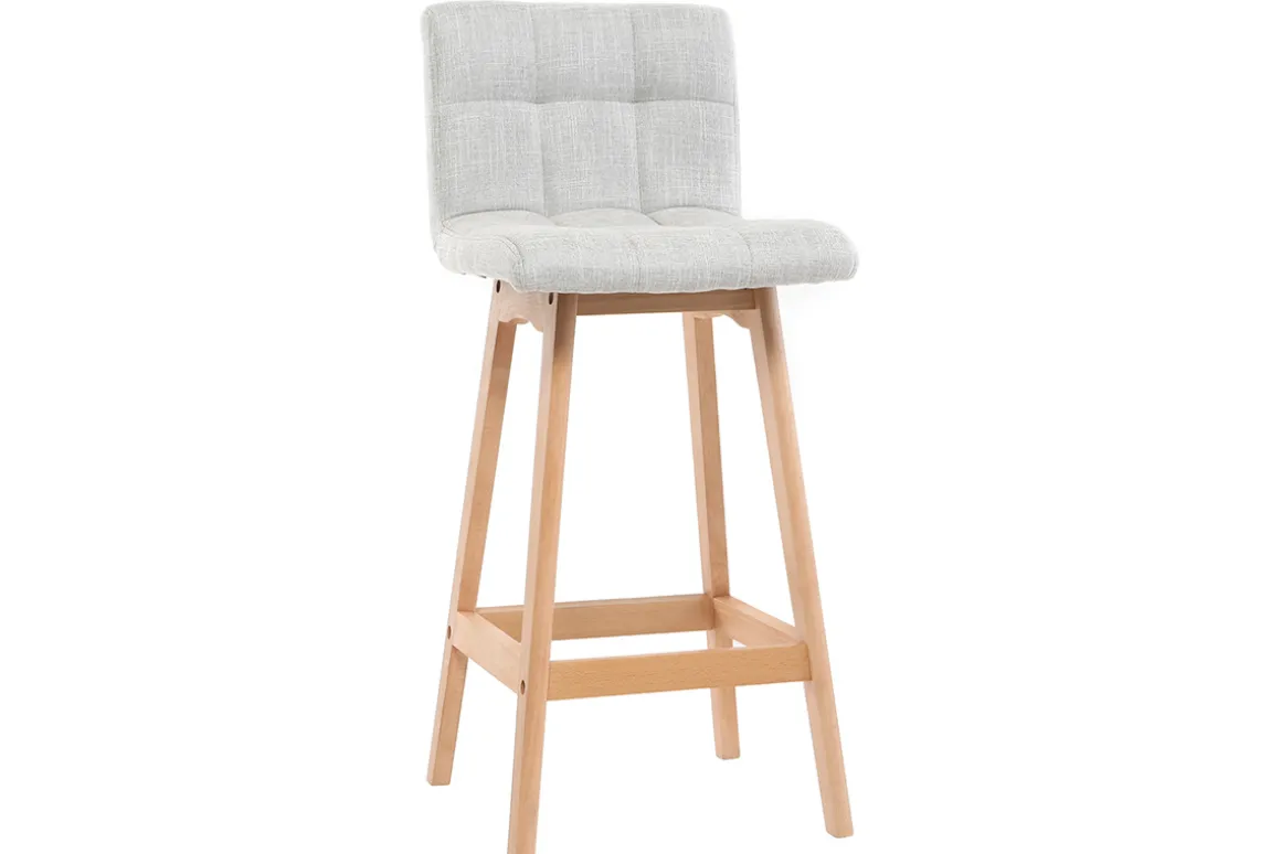 Outlet Miliboo Taburete de bar madera y gris perla 65cm lote de 2 KLARIS
