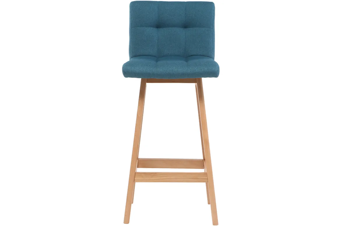 Online Miliboo Taburete de bar madera y azul petróleo 65cm lote de 2 KLARIS