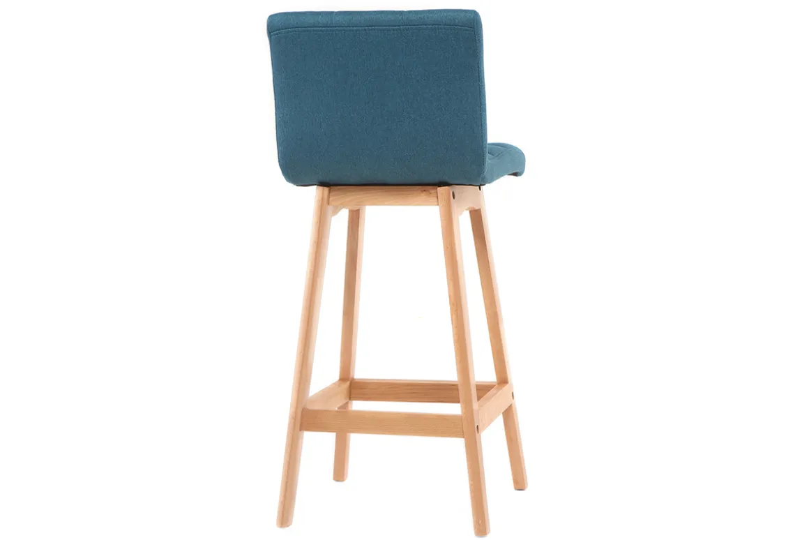 Online Miliboo Taburete de bar madera y azul petróleo 65cm lote de 2 KLARIS
