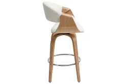 Shop Miliboo Taburete de bar moderno blanco y madera clara 65 cm ARAMIS