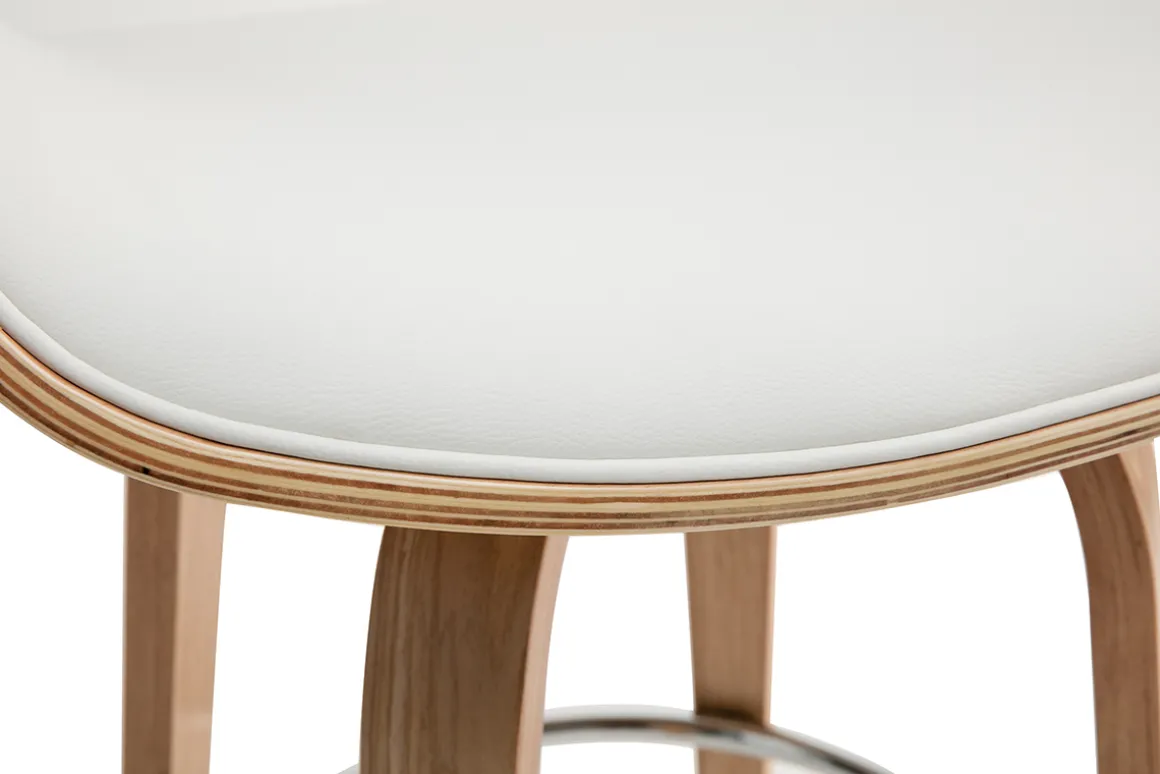 Shop Miliboo Taburete de bar moderno blanco y madera clara 65 cm ARAMIS