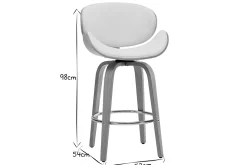 New Miliboo Taburete de bar moderno blanco y madera clara 65 cm WALNUT