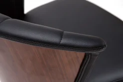 Hot Miliboo Taburete de bar moderno giratorio negro y madera oscura A65cm ALBIN