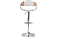 Outlet Miliboo Taburete de bar moderno regulable blanco y madera clara EUSTACHE