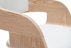 Outlet Miliboo Taburete de bar moderno regulable blanco y madera clara EUSTACHE