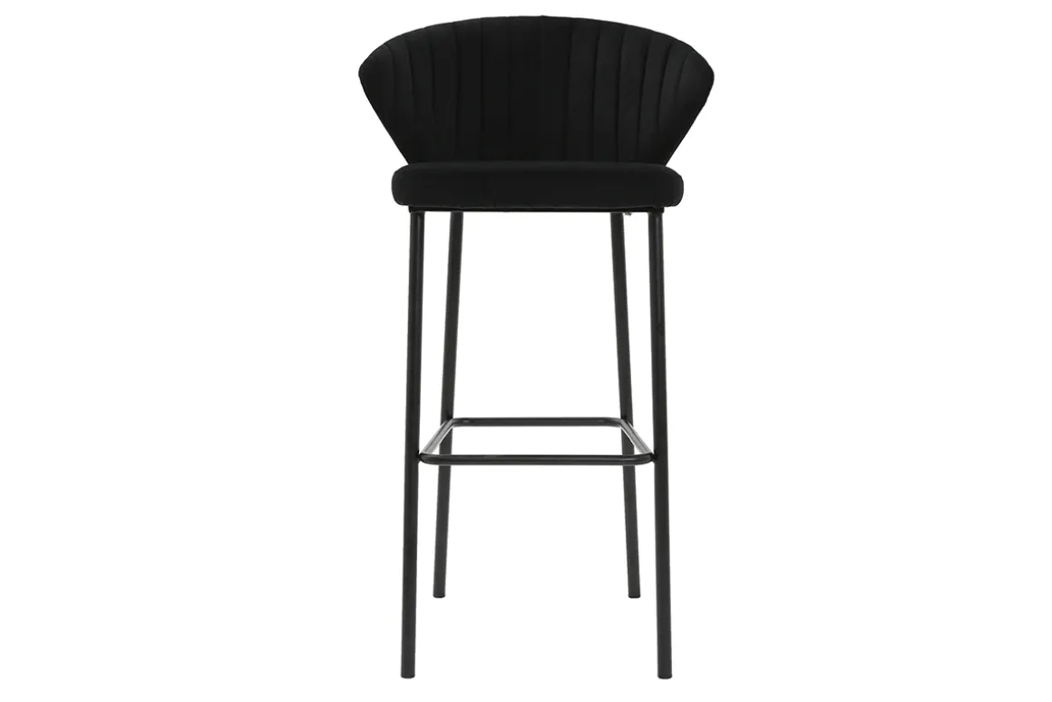 Discount Miliboo Taburete de bar moderno terciopelo negro 78 cm DALLY