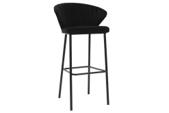 Discount Miliboo Taburete de bar moderno terciopelo negro 78 cm DALLY